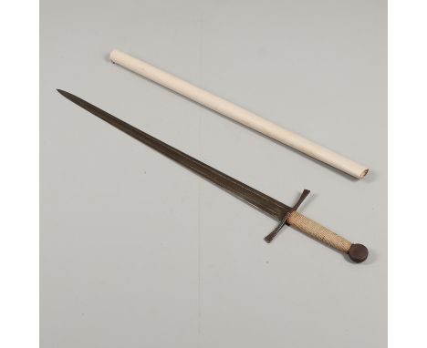 With a 91cm tapering pointed blade with central fuller, horizontal guard and bound grip,114cm overall. Probably a Victorian c