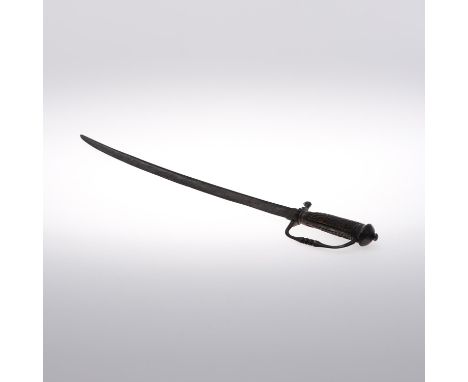 An early 19th century short sword with a 54cm slightly curved unmarked blade with sharpened edge and full length fuller. The 
