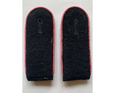 A pair of Second World War German Waffen-SS Shoulder Straps, each with black felt top side and fieldgrey to the underside, wi