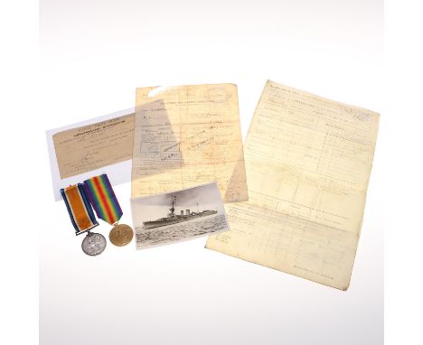 A Great War pair comprising War Medal and Victory Medal named to L8373 S.V. Mabb OS2 R.N. Stanley Vernon Mabb was born 7th No