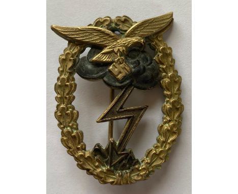 A Second World War German Luftwaffe Ground Combat Badge, a nice early type with good detail, the eagle riveted to the body of