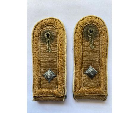 A Pair of Second World War German Afrikakorps Shoulder Straps, sand coloured material, with pale brown braid and white piping