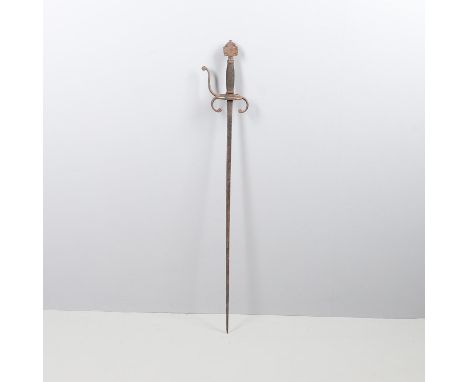 With an 84cm narrow tapering and pointed blade with short fuller towards the hilt, marked MARIA to one side and indistinctly 