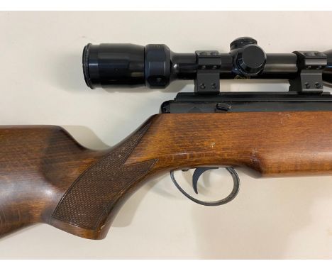 A BSA .22 the barrel marked RH 19807, with sliding safety, with a Bushnell Optics High Contrast sight, 110cm.  *CR:  Corrosio