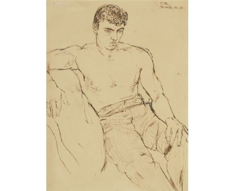 John Minton (British, 1917-1957)Portrait of a Young Man Reclining signed, dated and dedicated 'To John/John Minton Oct. 1951.