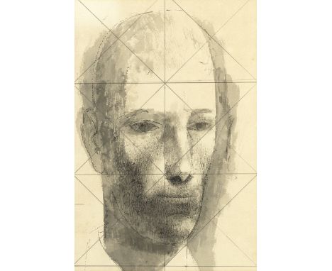 Reginald Brill (British, 1902-1974)Workman's Head pencil, pen and ink and wash on paper, squared for transfer32.5 x 21.5cm (1