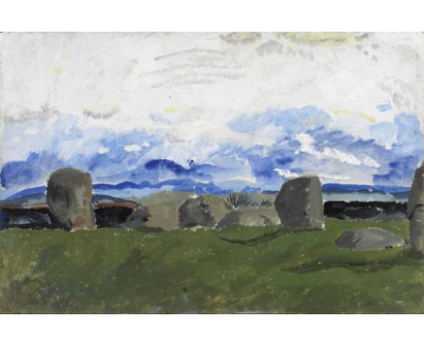 Kate Nicholson (British, 1929-2019)Torhouse Stone Circle signed, dated and inscribed 'stone circle in cumbria/Kate Nicholson 