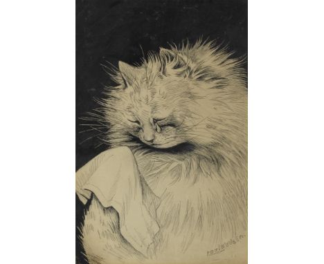Louis William Wain (British, 1860-1939)Weeping Cat signed 'Louis Wain.' (lower right)pen and ink and ink on paper35 x 23cm (1