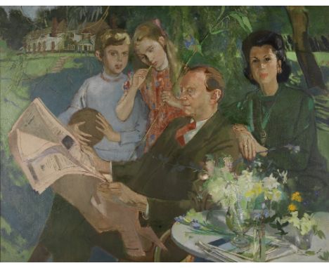 John Stanton Ward R.A. (British, 1917-2007)Family Portrait oil on canvas91.5 x 122cm (36 x 48 1/16in).This lot is subject to 