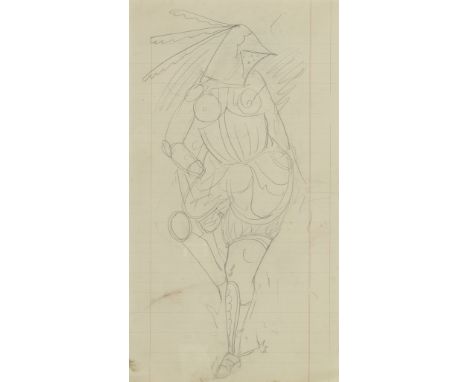 David Jones C.H. C.B.E. (British, 1895-1974)Knight in Armour inscribed 'for the wricked dragon in wraps on the xystus or/newl