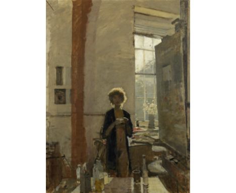 Ken Howard R.A. (British, 1932-2022)Valerie: 9.20, August 11, 1987 signed 'Ken Howard.' (lower right)oil on canvas122 x 91.5c