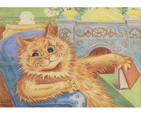 Louis William Wain (British, 1860-1939)Macatiavelli indistinctly signed 'Louis Wain' (lower right)coloured pencil on paper24.