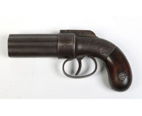 A nineteenth century Manhatten Firearms Company five shot pepperbox revolver. With self cocking bar hammer, engraved with scr