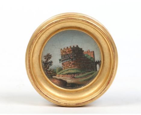 A nineteenth century "Grand Tour" micro mosaic circular plaque of the Pantheon at Rome. In later moulded gilt frame, mosaic 6