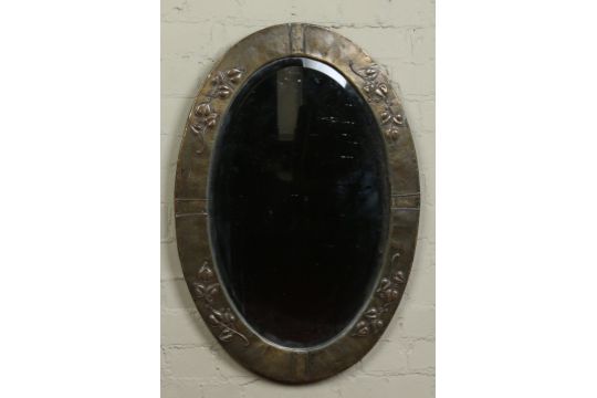 A Liberty Style Arts And Crafts Copper Framed Oval Bevel Edged Wall Auction Date