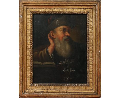 A small nineteenth century gilt framed oil on panel. Portrait of a middle Eastern scholar, 22cm x 17cm. Condition Report. To 