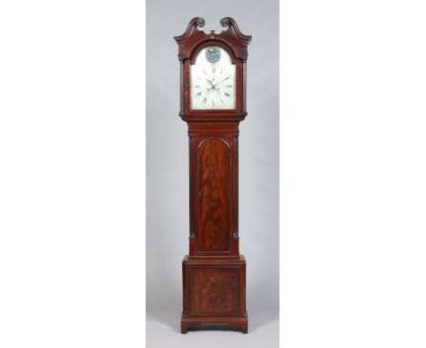 A fine George III mahogany eight day longcase clock by Joshua Barnett striking hourly on a bell. With swan neck pediment and 