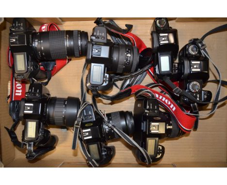 A Tray of Canon EOS SLR Cameras and Bodies, including an EOS 1000 body, an EF-M body, an EOS 600 camera, an  EOS 620 camera, 