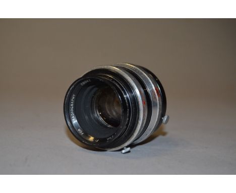 A Taylor Taylor &amp; Hobson Cooke Anastigmat Radiography Lens, serial no 387167, 43.5mm f/1.5, barrel F, some red deposits o
