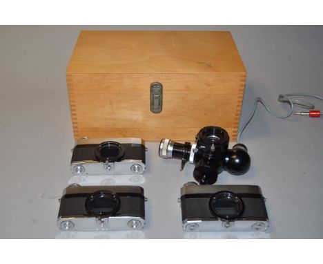 Three Zeiss Ikon Contarex Microscope Cameras, all examples with working shutters, two in VG condition, other F with missing n