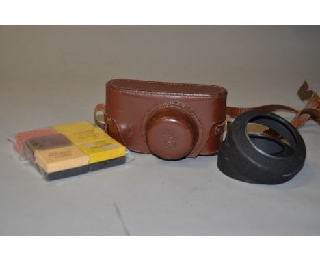 A Reid Camera Case, with Zenza Bronica screw-in lens hoods and boxed Ihagee  accessories