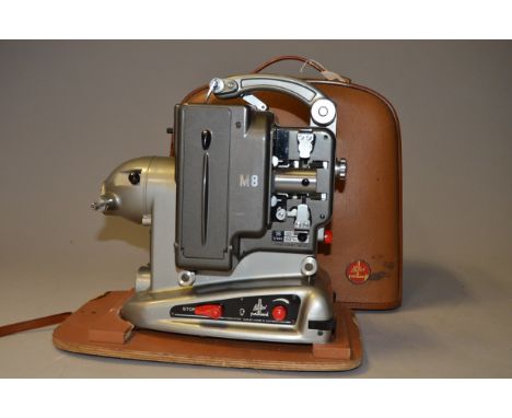 A Paillard Bolex M8 8mm Cine Projector, 500W lamp, 110-250V model, with maker's carrying case, case bottom trim detached, unt