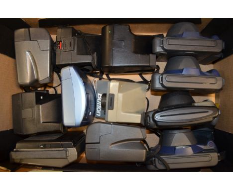 A Tray of Instant Picture Cameras, including Polaroid One Stop Flash, The Button, 636 Autofocus, Sonar Autofocus 5000, Fujifi
