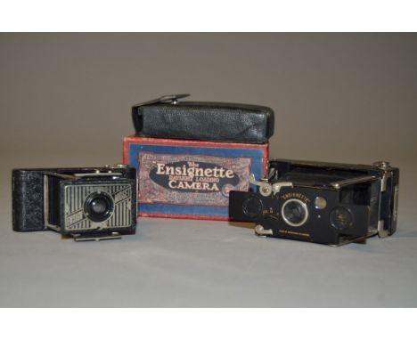 A Houghtons Ensignette No 1 Folding Camera, 1911-15 model with maker's case and box, together with a Ensign Midget Model 22 c