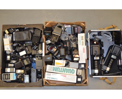 A Large Quantity of Flash Equipment, including two Metz 45 heads and accessories in a case, Quantum Turbo 2x2 units, a Quantu