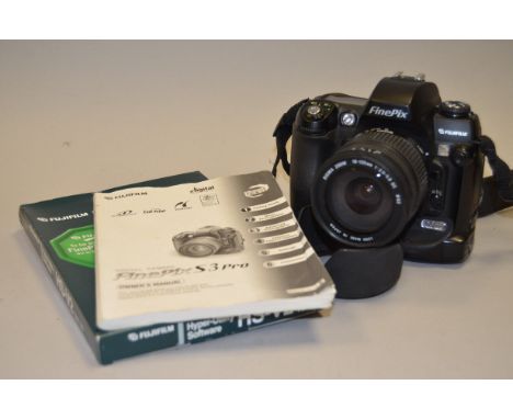 A Fujifilm Finepix S3 Pro DSLR Camera, serial no 44L02183 with Sigma Zoom 18-125mm f/3.5 DC lens with instruction manual and 