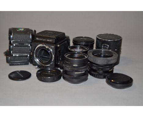 A Mamiya RB67 Pro S Medium Format SLR Camera Outfit, serial no C563206, with Mamiya-Sekor C 127mm f/3.8 lens, shutter working