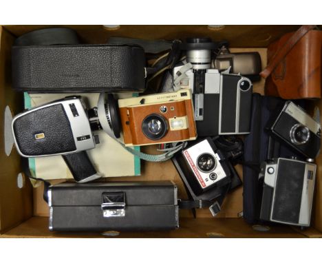 A Varied Camera Collection, including Braun, Kodak, Sankyo and Halina Super 8 cine cameras, Polaroid and Lomo instant cameras