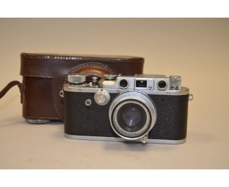 A Leica IIIa Camera, serial no 245981, 1937-38, chrome, shutter stuck half open, body G, shutter collar missing, partly resto
