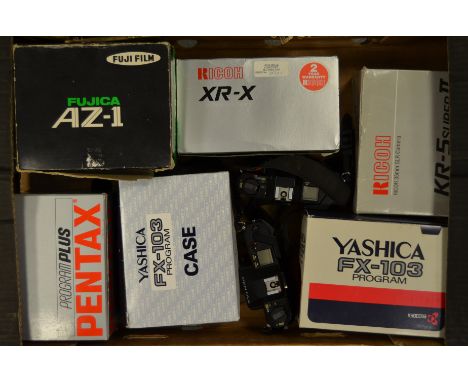 A Tray of Boxed and Unboxed SLR Camera Bodies, including Fujica AZ-1 body , Pentax Program Plus body, Pentax P50 bodies (2 ex