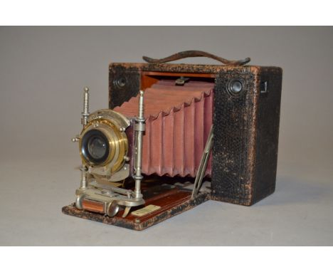 A No 3 Cartridge Kodak Camera, circa 1900, red bellows, shutter broken, condition F