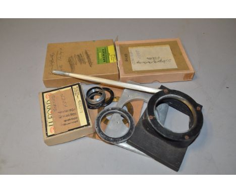 Agricultural &amp; Portrait Glass Negatives,  with lens mounting rings and one colour image