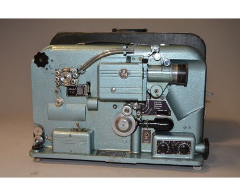 A British Thomson-Houston Model 450 16mm Sound Cine Projector,  blue body, serial no 154665 R, with Dallmeyer 2" f/1.5 lens, 