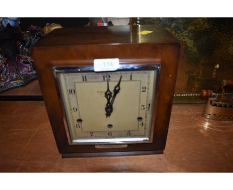An art deco mantle clock retailed by the Goldsmiths London, with presentation plaque for Imperial Chemical Works