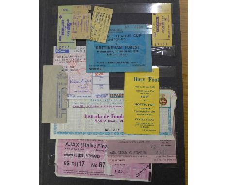 An album with a collection of mainly Nottingham Forest ticket stubs including v Celtic 1983, v Anderlecht away, v Manchester 