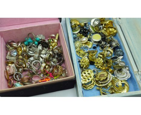 Clip on earrings, scarf clips and costume rings 