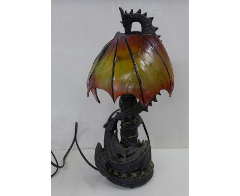 A mythical dragon table lamp, 38cm 