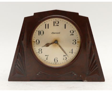 Imgersoll, Duo Superior, an Art Deco Bakelite alarm mantel clock, 14.5 x 19.5cm.In good condition and working when catalogued