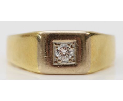 A 585 gold ring with a single brilliant cut diamond, diamond weight stated 0.12ct, R1/1, 5.7g