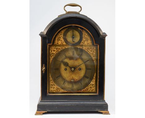John Gowerth, Oxford, an ebonised striking bracket clock, circa 1700, 7-inch square brass dial with a Roman numeral silvered 