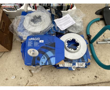 AN ASSORTMENT OF AUTOMOBILE BRAKE DISCS 
