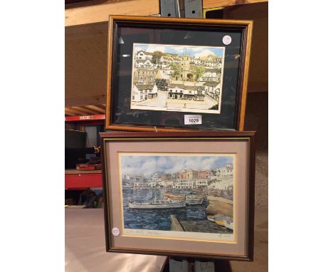 A FRAMED PRINT OF PRESTBURY AND A FURTHER FRAMED PRINT OF MENORCA 