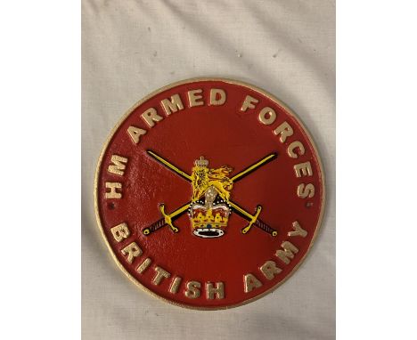 A CAST CIRCULAR BRITISH ARMY SIGN 