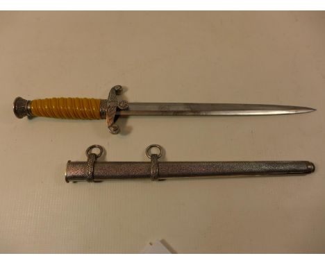 A MID 20TH CENTURY GERMAN ARMY DAGGER, 26 CM BLADE MARKS F.W HALLER BERLIN, CROSS GUARD WITH EAGLE &amp; SWASTIKA 