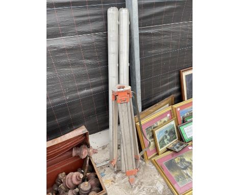 A PENTAX TRIPOD STAND AND TWO STRIP LIGHT FITTINGS 
