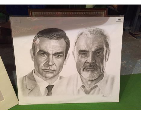 BLACK AND WHITE SKETCH STYLE PICTURE OF SEAN CONNERY 